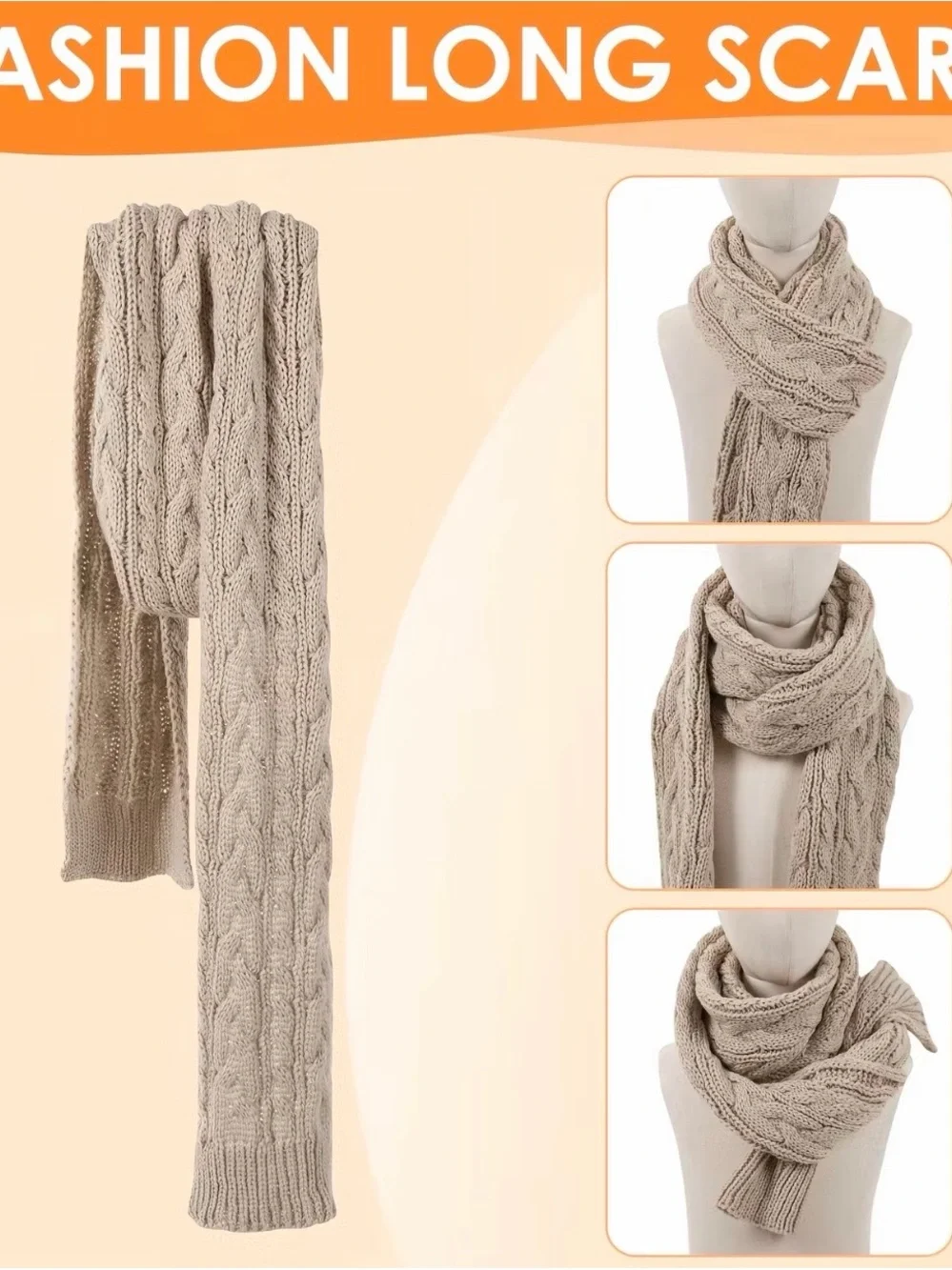 Cream Cable Knit Pom Beanie, Scarf & Gloves Set - Women
